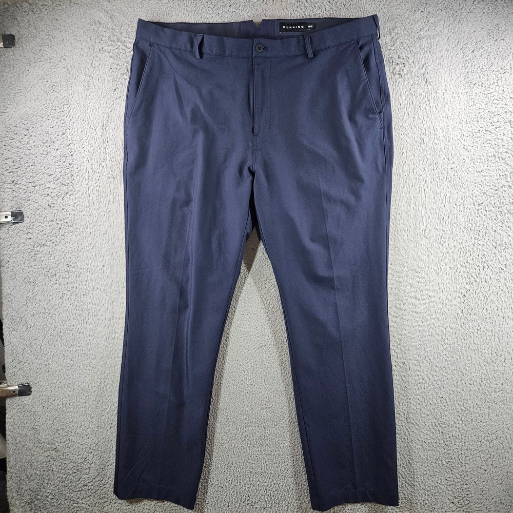 Dunning Golf Mens Performance Pants Navy Blue Stretch Flat Front Trousers 40x30